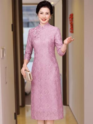 Elegant Pink Plus Size Chinese Style Short Sleeve Wedding Dress for Mothers & Mothers-in-Law - Autumn 2025 Collection