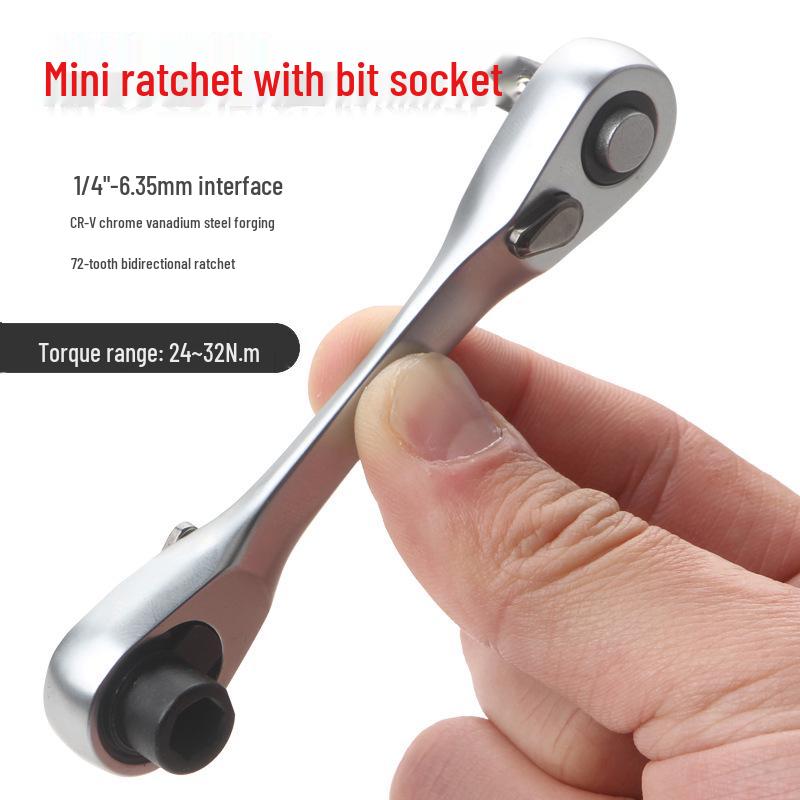 Compact Ratchet Wrench & Bit Set Mini 72-Tooth Double-Head Ratchet Wrench [801]