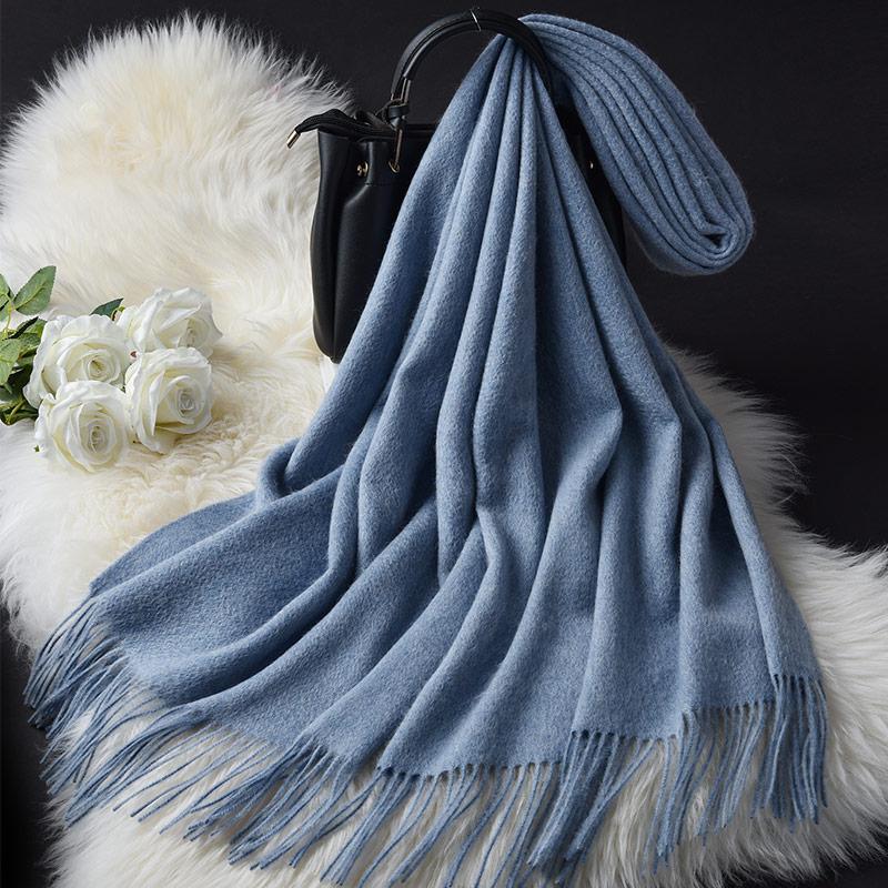 Winter 100% Wool Scarf For Women Fashion Luxury Thick Shawls Wraps Pashmina Ladies Foulard Femme Warm Cashmere Scarves Echarpe