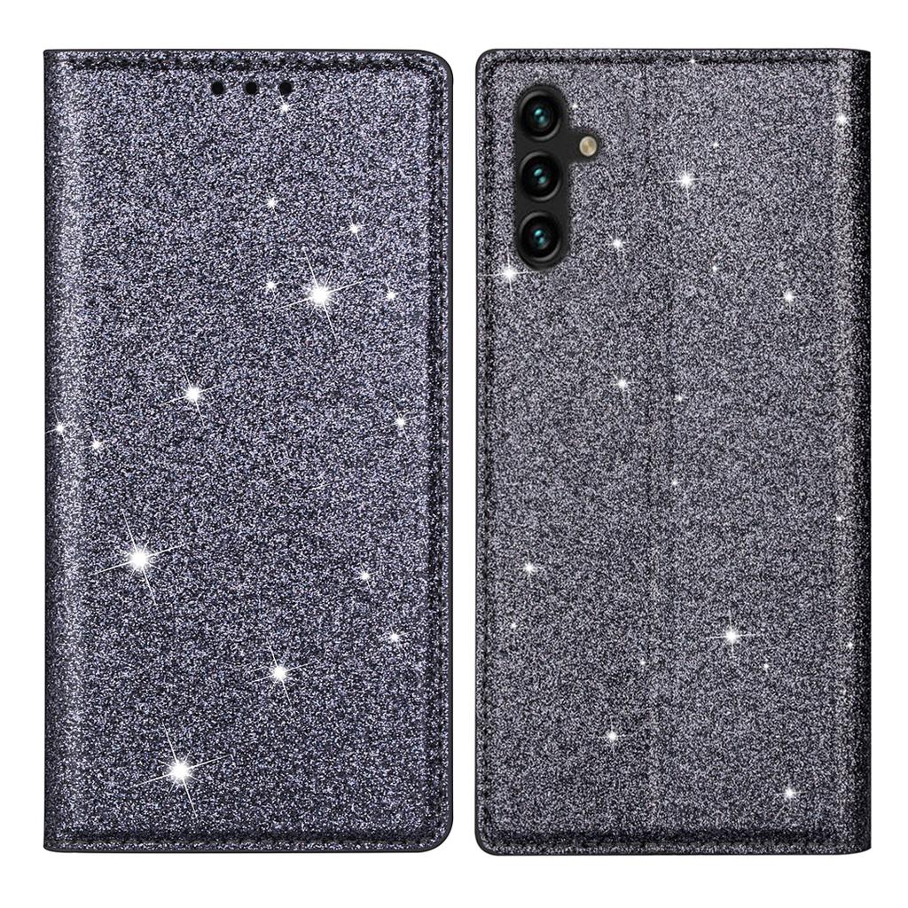 For Samsung Galaxy A35 5G Magnetic Phone Case Glittery PU Leather+TPU Card Holder Cover
