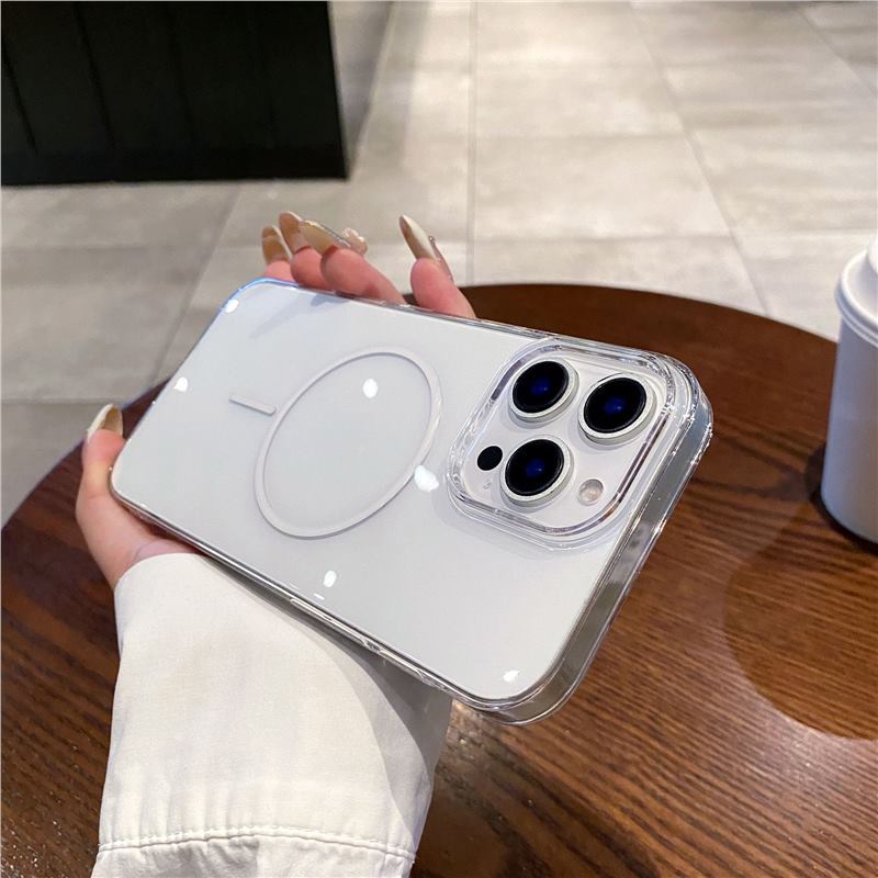 Applicable to iPhone17 mobile phone case fully transparent high definition thin ring magnetic suction Apple 16PROMAX anti-drop 14 protective case