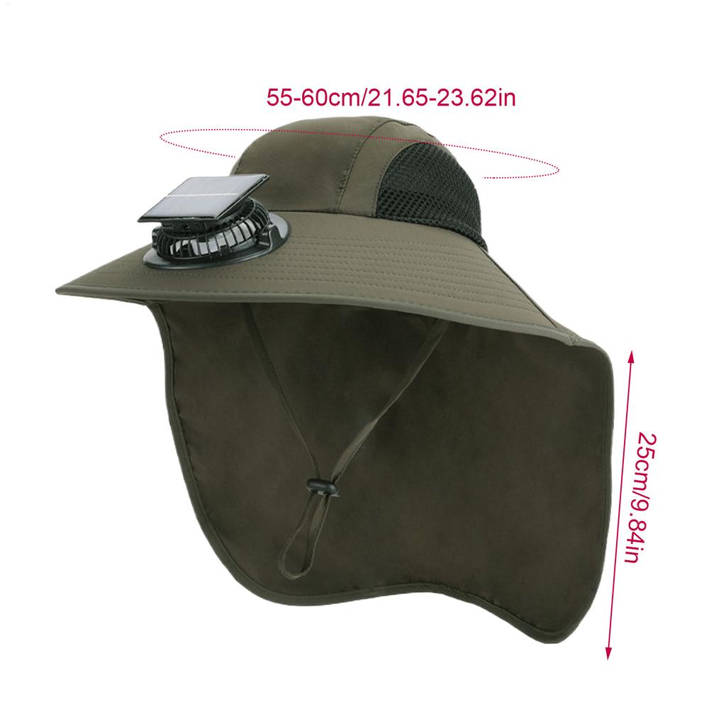 Sun Hats For Men Wide Brim Solar Powered Fan Outdoor Sun Hat Solar Fan Fish Accessories With Neck Flap Wide Brim UV Protection