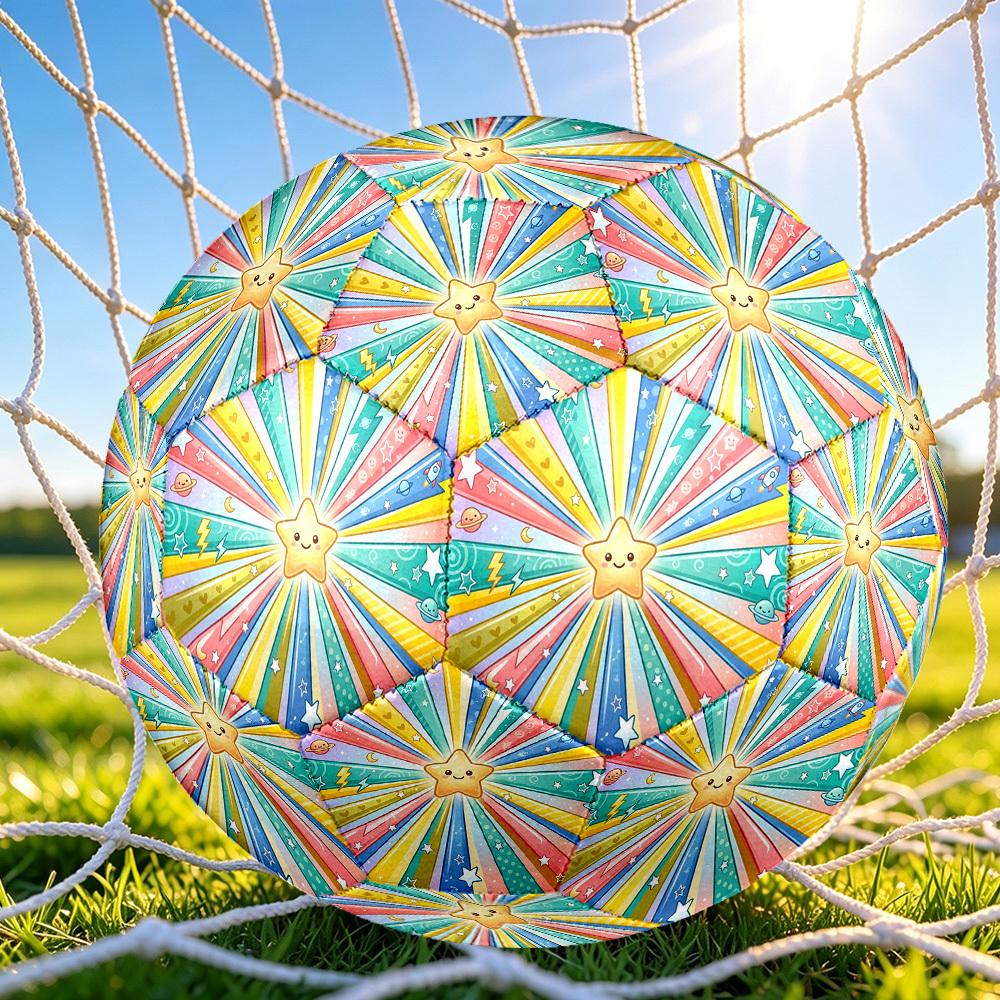 1pc Starburst Fun Themed Soccer Ball, Size 5, Lightweight PVC Material, Outdoor Training Soccer Ball Gift. Q62216