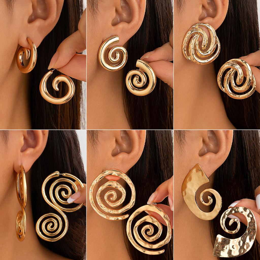 Ozeanwind Geometrie Muschel Symbol Design Sinn Ohrstecker Übertrieben Spiralmuster Ohrringe