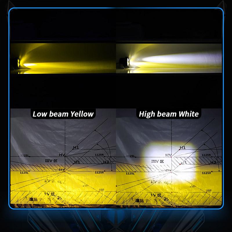 Car Motorcycle Spotlight LED Dual Color External Spotlight Far & Near Off-road Vehicle Truck Motorcycle Modified Work Headlight