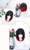 Straight Full Wig, Bob, Mori Girl, Dreamy, Cute, Heat-resistant, Semi-long, Cosplay, Lolita Style, Everyday Wear, Black and Red Gradient Wig