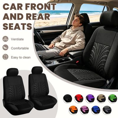 Set di Coprisedili per Auto in Tessuto a Maglia Universale con Motivo Embossato a Battistrada per Sedili Anteriori e Posteriori Protezione Interna
