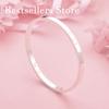 925 Sterling Silver Simple Smooth Clasp Bangle for Women, Fashionable Engagement Accessory, Party Jewelry