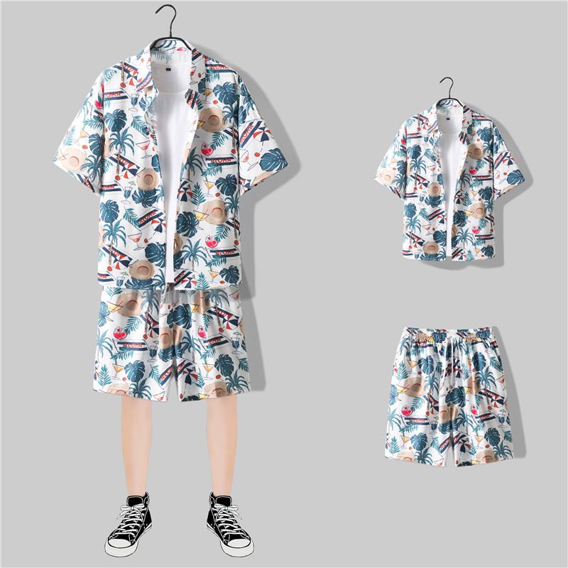 

Men s Summer Hawaiian Floral Shirt & Shorts Sports Suit - Bad Boys Collection XXL