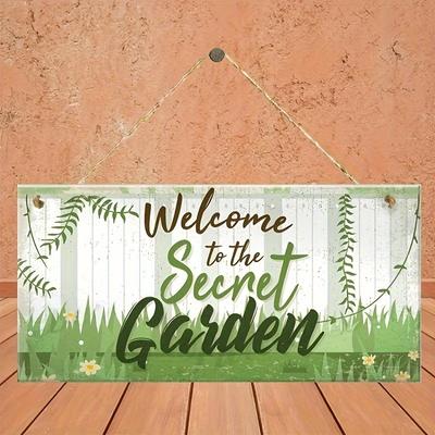 2 Stück Holzschild Willkommen im Geheimgarten Gartenregeln Hängendes Schild Hütte Dekor 7,9 x 3,9 Zoll Wandtor Schild
