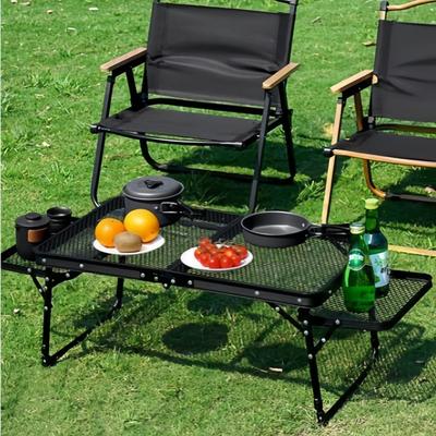1PC Mesa dobrável para exterior, grade, mesa de piquenique portátil, mesa de acampamento, festa, piquenique, churrasco, prateleira de armazenamento dobrável, suprimentos de viagem