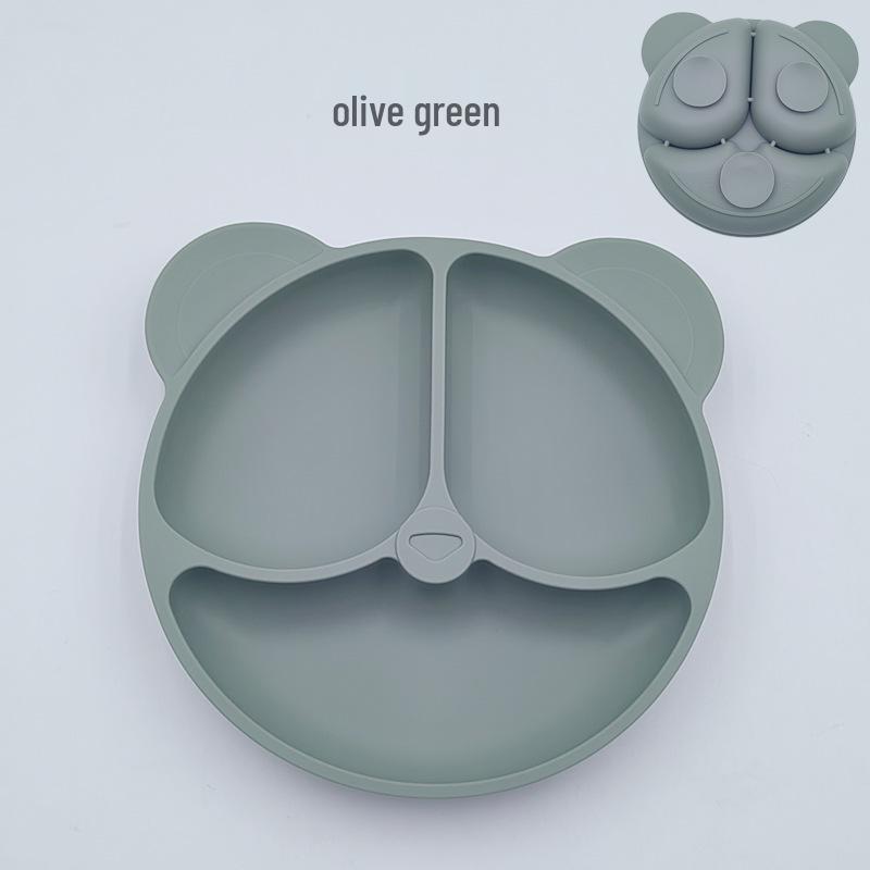 Silicone Bear Ears 3-Compartment Suction Plate for Kids