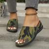 New Women's Fashion Shoes Summer Open-toed Women's Slippers Comfortable Lightweight Wedge Shoes Classic Printed Platform Slippe