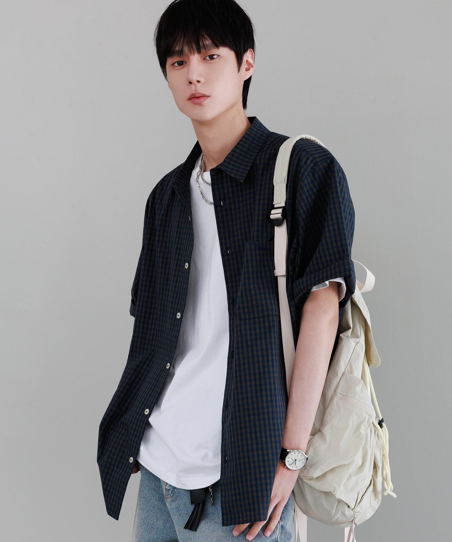 Nod You Check Boxy Half Street Shirt [Green] M