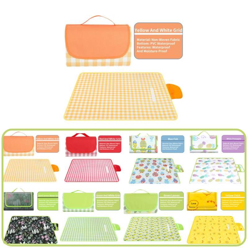 Tragbare Stranddecke Vliesstoff Picknickmatte mit wasserdichter Funktion Grüner Algenprint