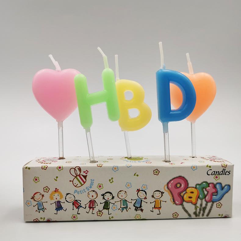 Love Birthday Candle Cake Decoration Macaron Color Birthday Letter Candle Creative Colorful Birthday Cake Candle