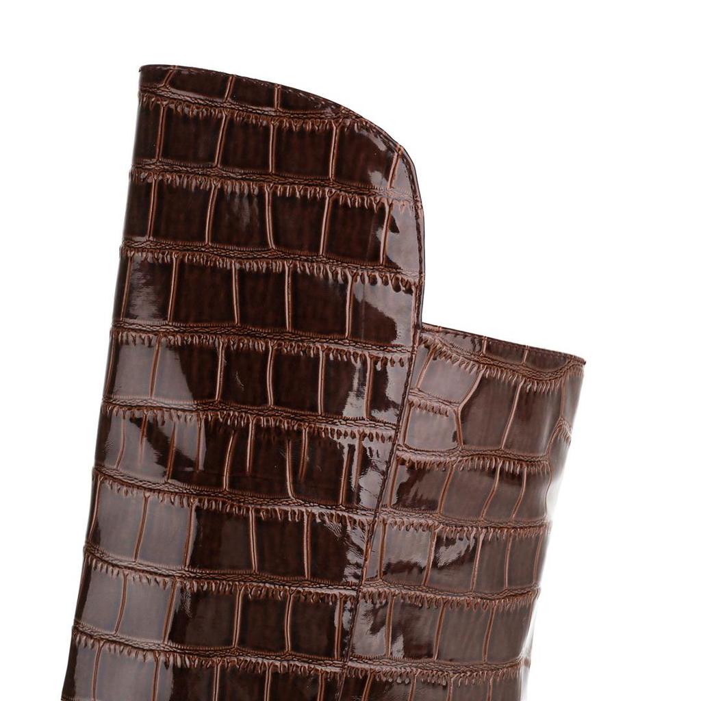 Q/Women's High Heel Boots New Fashion Pointed Thick Heel Crocodile Skin Pattern Large Size Boots