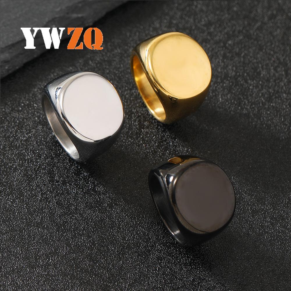 Punk Style Round Titanium Steel Ring: Men's Fashion, Smooth, Engravable