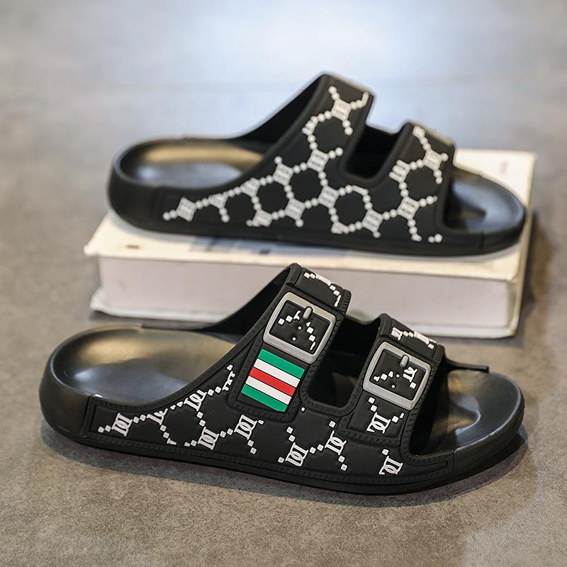 One-word drag men's high-grade deluxe version goes out to wear home out fashion Korean version indoor sandals slippers