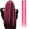 LISI HAIR 1pcs Synthetic Long Straight Clip In Hair Extensions Colorful Hair Extensions For Kids Multi-Colors Party Highlights Hairpieces For Women