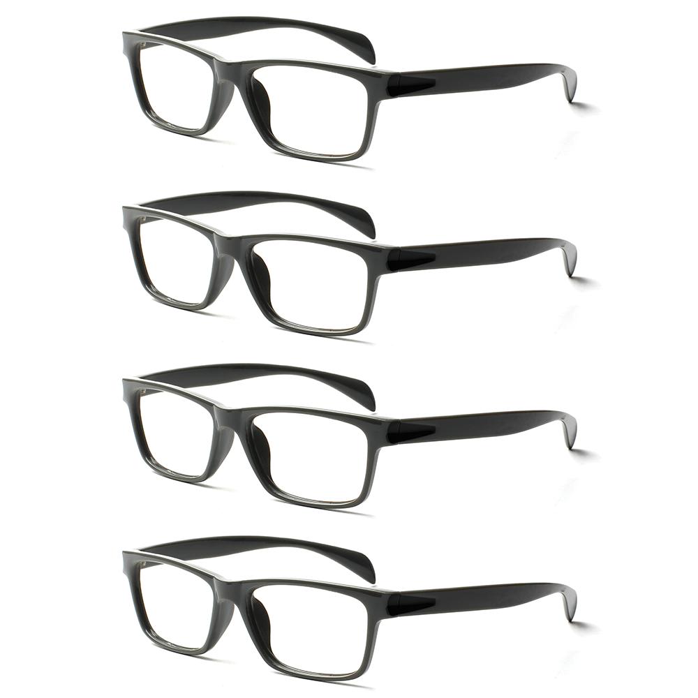 

TUREZING 4 Pack Flexible Spring Hinge Women Men Magnifier Presbyopic Diopter Vintage Square Presbyopia Eyeglasses 1.5