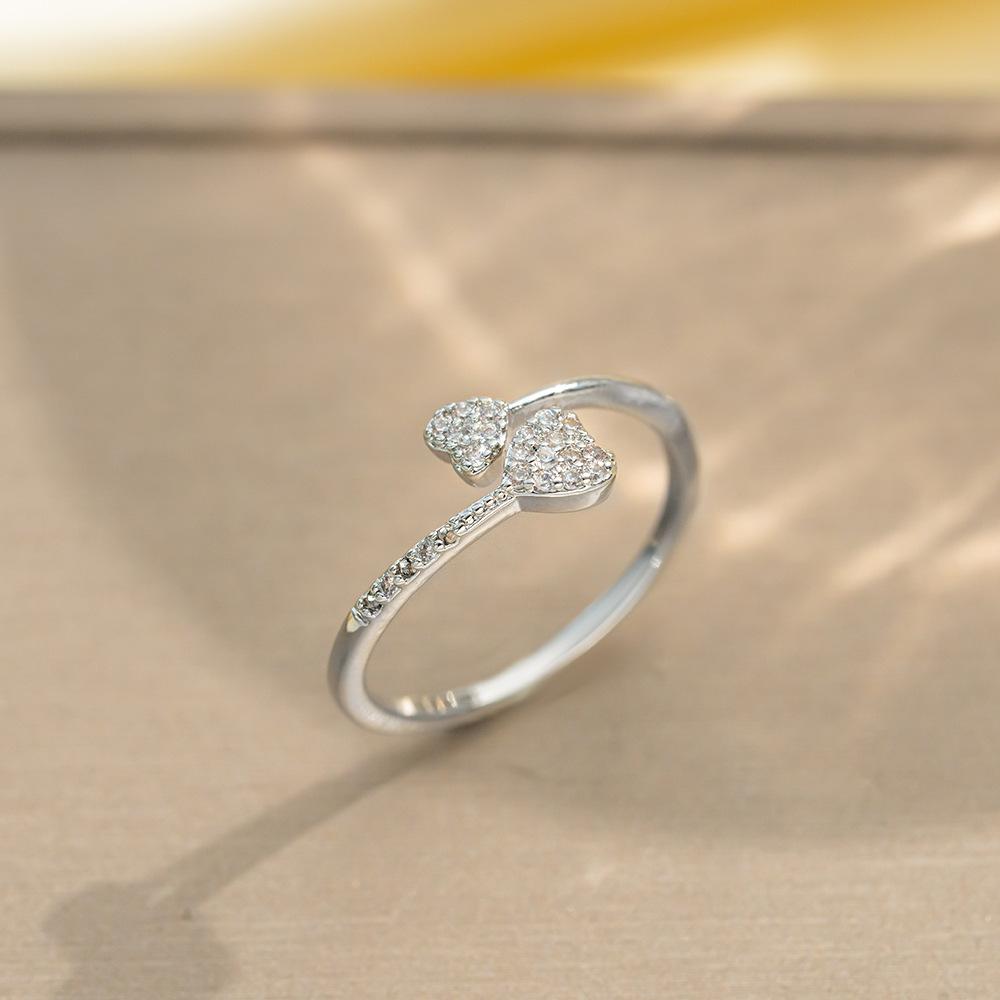 Korean Version of Light Luxury Design Full Diamond Inlaid Zircon Ring Women's Opening Adjustable Ring Internet Celebrity Fashion Accessories