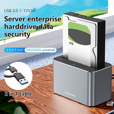 Hard Drive Docking Station SAS/SATA Single Bay USB3.0 To SATA Hard Drive Enclosure for 2.5/3.5 Inch SATA/SAS HDD SSD