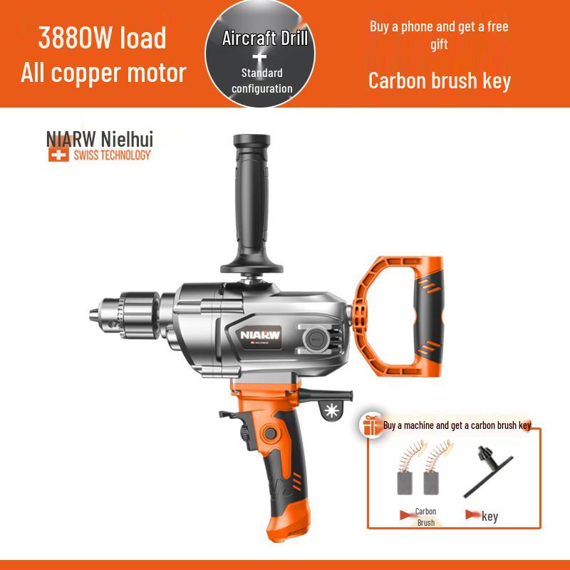 High-Power Electric Drill & Mixer for Concrete, Paint, and Cement