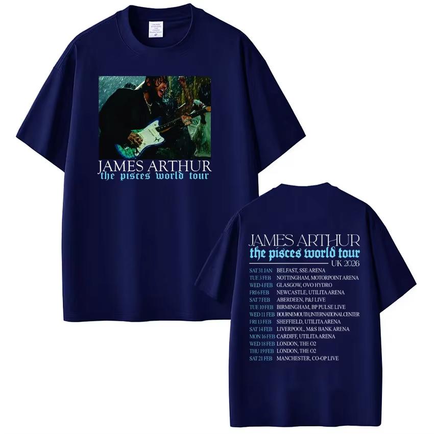 Rapper James Arthur Pisces World Tour 2026 Print Tshirt Men Women Hiphop Tshirt Casual pure Cotton Tshirts Streetwear