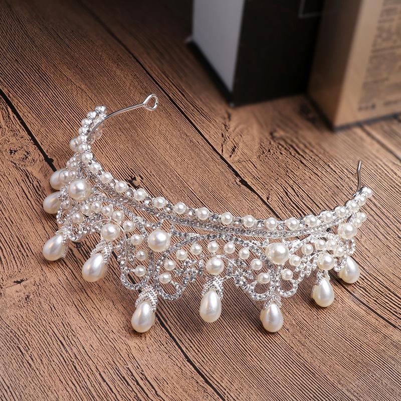 Headpiece Rhinestone Crown With Pearl Classic Crystal Princess Wedding Crowns Bridal Tiaras for Party Hair Accessories