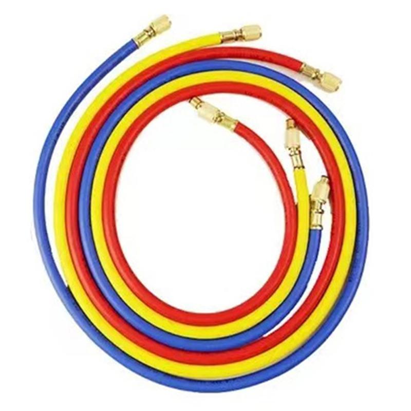 R410a 3Way AC Diagnostic Manifold Gauge Complete Set For R134A R410A R22 With Hose Adapters Quick Couplers And Can Tap