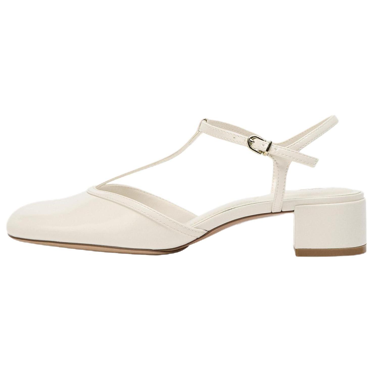 

Zara Elegant Patent Leather Effect Open-Back Chunky Heels 4cm Women Heels White 2253510001 37