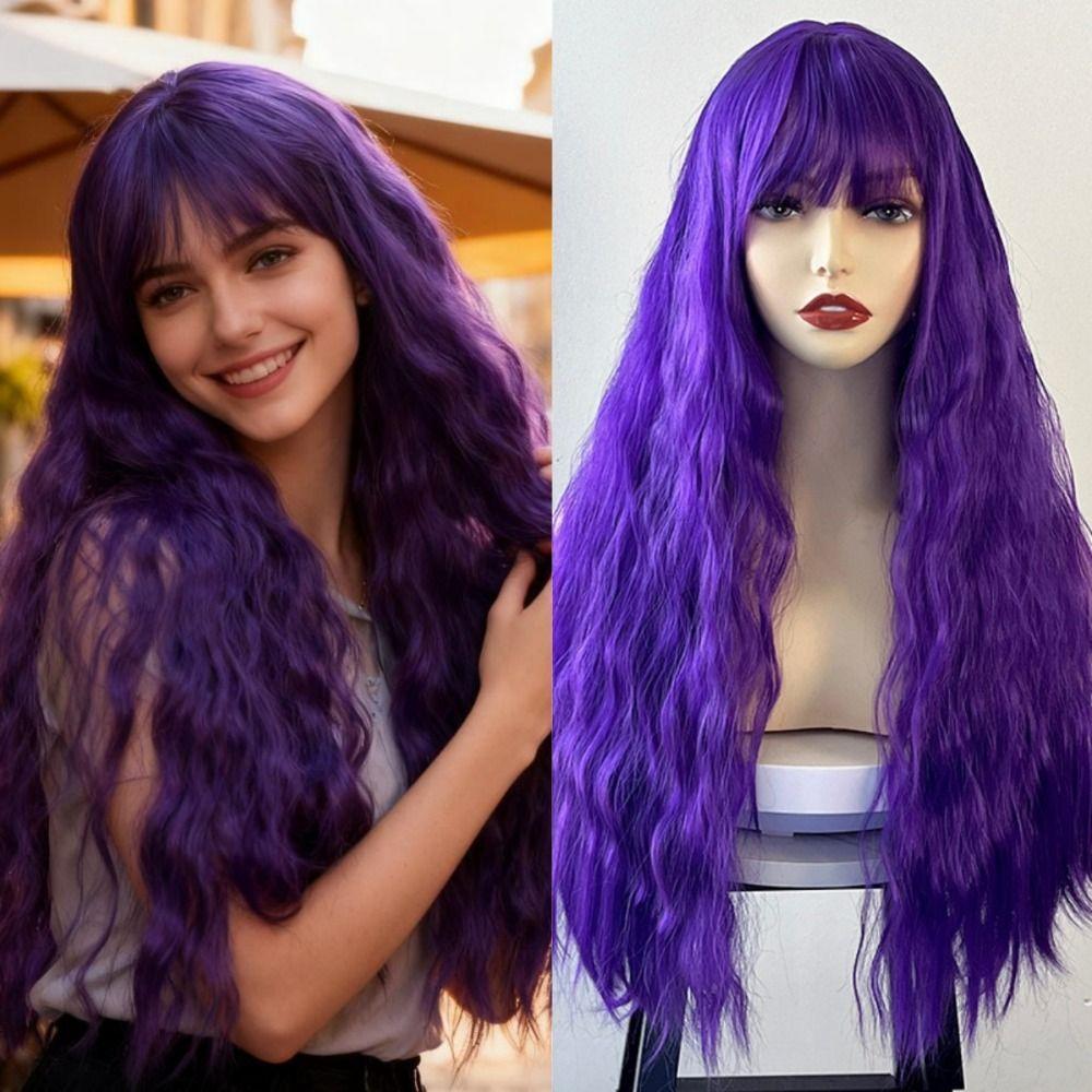 Halloween Long Water Wave Wig Cosplay Women Layered Wigs Orange Brown Gold Curly Wigs  Carnival
