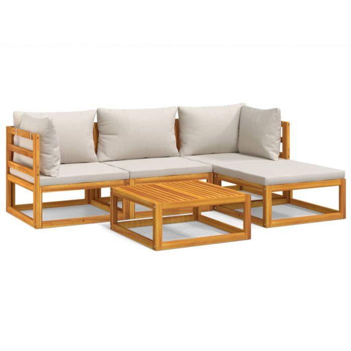 VidaXL Garden Lounge Set with Cushions 5 Pcs, Sofas with Backrest, Furniture Set with Coffee Table Patio Terrace, 3155279