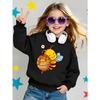 Girls Soft Crewneck SweatshirtCute Bee Hugging Honey Pot Cartoon Print with Cute Creative Print, Casual All-Match for Fall Winter
