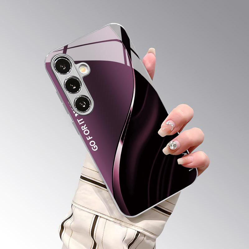Dark Purple Flowing Light Pattern 2D Phone Case for Samsung S26 S25 S24 S23 S22 S21 S20 A56 A36 A16 - Glass Protective Cover
