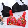 E-Cup Plus-Size-BH, dünn, sexy Blumenmuster, kein Stahlring, rot, gerafftes Bralette, unsichtbarer Push-Up-BH, ausgefallene Unterwäsche, sinnliche Dessous