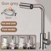 4 Mode Gray Kitchen Faucets Pull Out Rotation Waterfall Black Stream Sprayer Head Sink Mixer Brushed Nickle Water Tap Accessorie