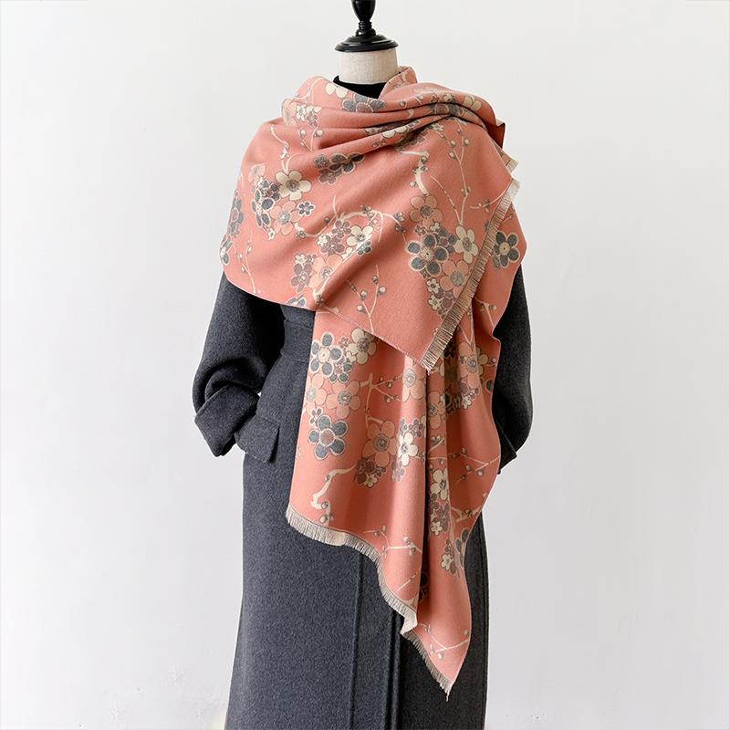 2024 New Elegant Ladies' Jacquard Pashmina Cashmere Scarf Winter Thick Warmth Two-Sided Shawl Coldproof Windproof Blanket Scarf