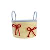 Cute Crochet Storage Basket with Lid - Woven Cotton Home Organizer Bin, Decorative Desktop Dustproof Box for Trinkets & Crafts