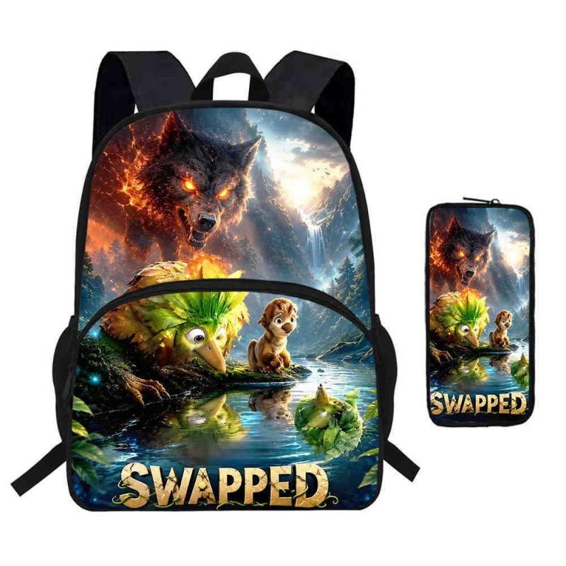 Kinder Cartoon Rucksack Federmäppchen Set Schule Leicht Wirbelsäulenfreundlich Atmungsaktiv Oxford Stoff Mit Lustigem Druckdesign