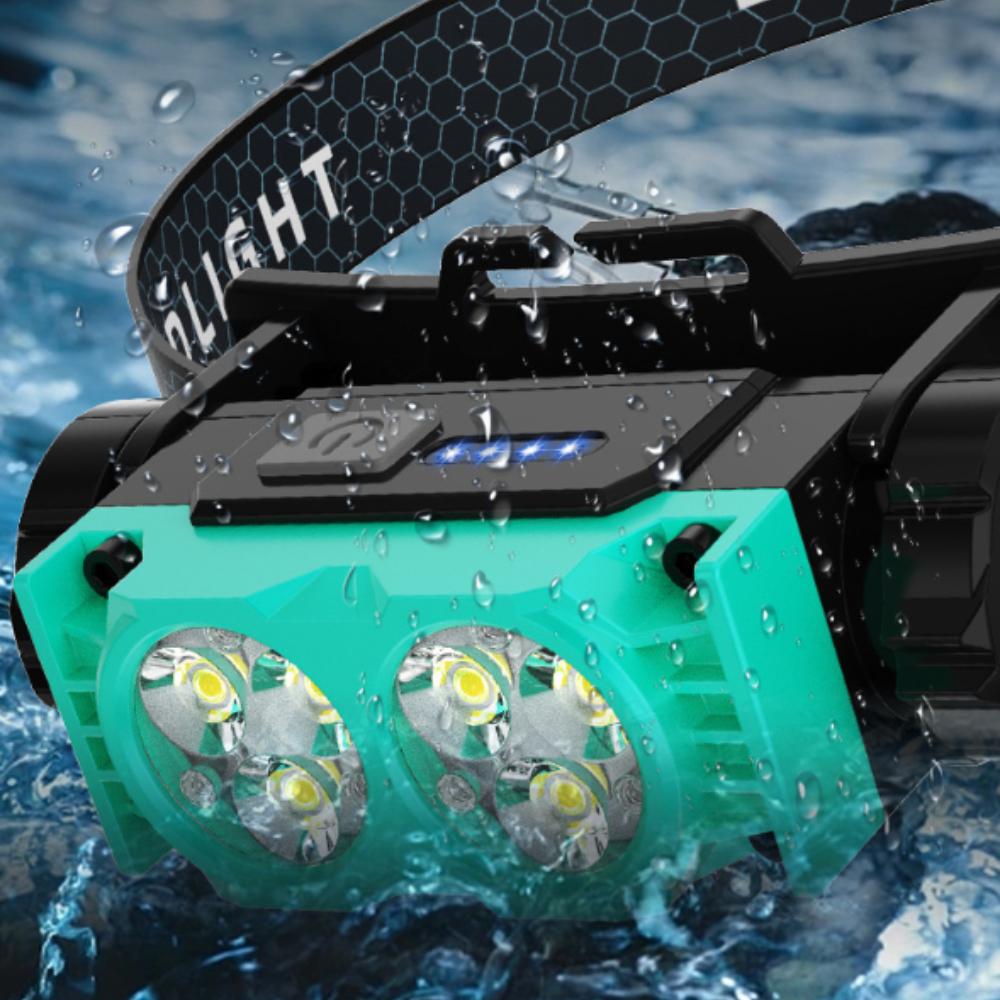 Rechargeable LED Headlamp Super Bright 6 Core 109g Lightweight Hands Free for Outdoor Fishing Camping Mining Long Running Time