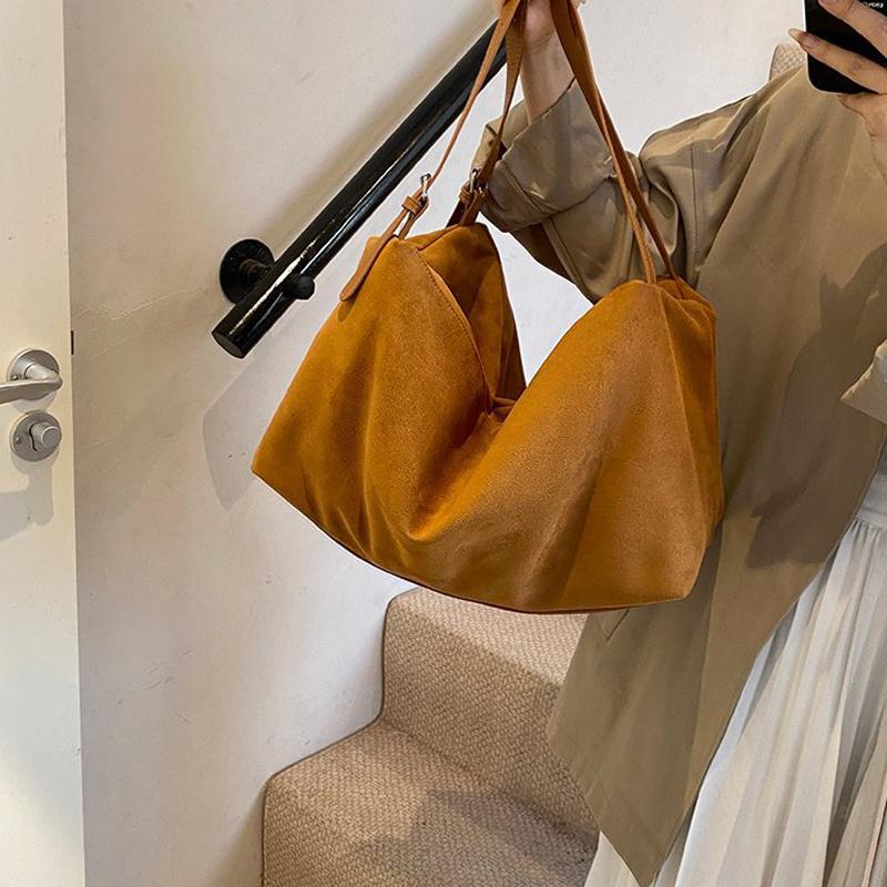 Yogodlns Autumn Winter Big Boston Luxury Designer Tote Soft Matte Suede Leather Women Handbag Female Shoulder Crossbody Bag