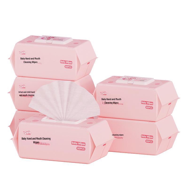 Baby Hand- und Mund-Feuchttücher, 80 Stück Großpackung mit Abdeckung, Hygienische Reinigungstücher