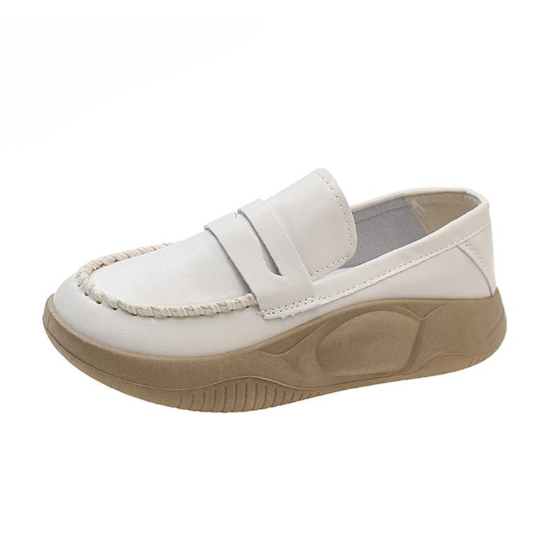 Fashion New 2024 Fashion Platform Casual Slip-on Loafers for Women Wedges Soft-soled Women Shoes Comfort Work Shoes Sewn Leather Shoes