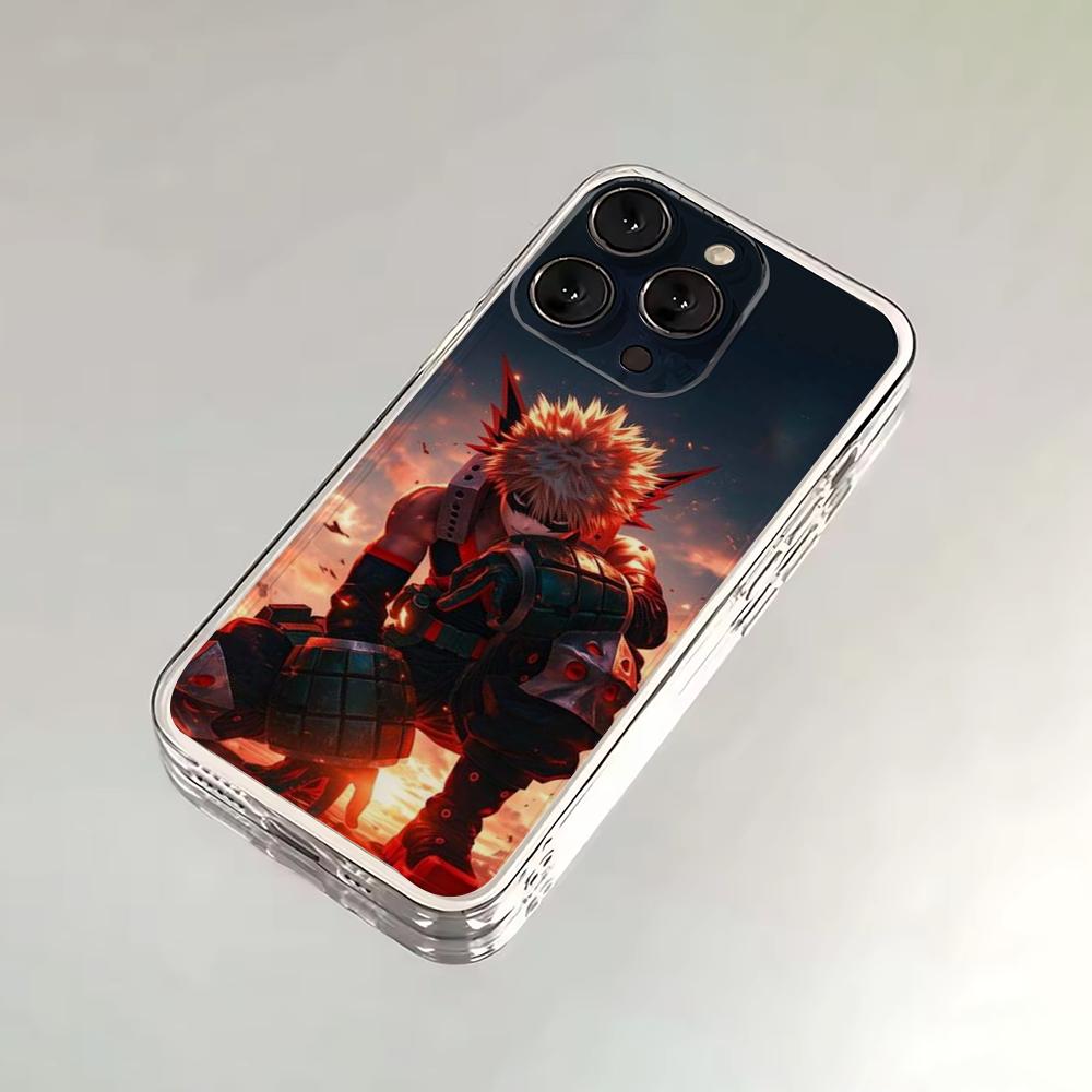Bakugo My Hero Academia Handyhülle Für iPhone 16,15,14,13,12,11 Plus,Pro,Max,XR,XS,X,7,8 SE,Mini Transparent Silikon Weich