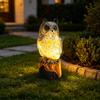 Resin Solar-Powered Owl Outdoor Figurine Weatherproof Cute Animal Model Decor With Solar Panels for Flower Fence Lawn Decoration