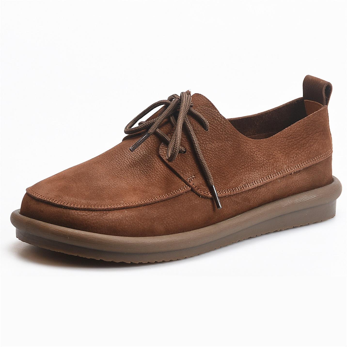 

Весенние мужские кожаные повседневные туфли в стиле ретро на шнуровке, с мягким верхом, на толстой подошве, туфли для скейтборда с круглым носком, дышащие кожаные туфли, лоферы 44 коричневый