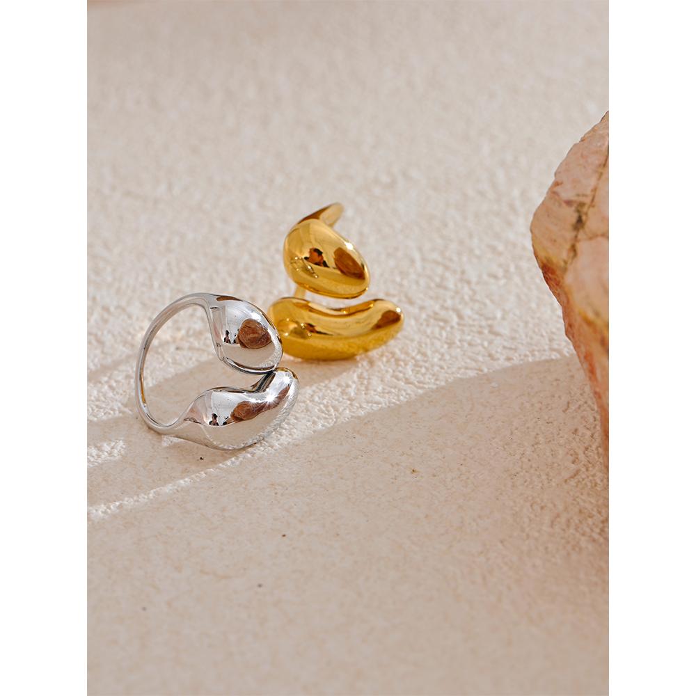 Yhpup Fashion Stainless Steel Metal Casting Minimalist Ring Water Resistant Stylish Chic Finger Jewelry Bijoux Femme Gift