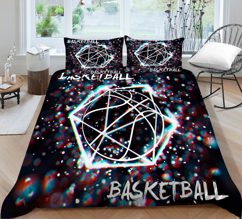 3D Basketball King Queen Duvet Cover Sports Theme Bedding Set For Kids Teens Boys Ball Game Bedroom Decor Soft Comforter Cover